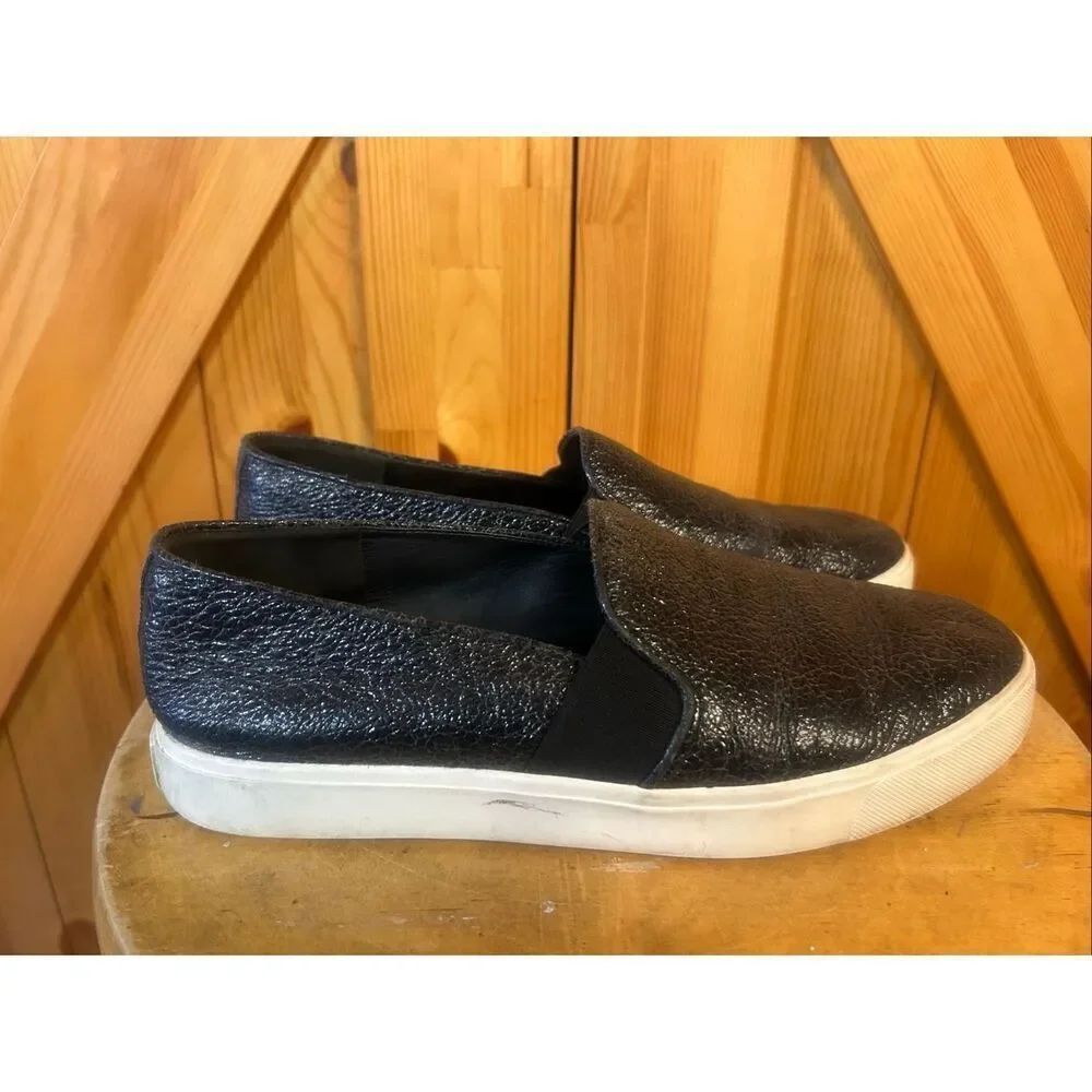Vince Blair Textured Leather Slip on Sneaker Shoes  Black Size 8.5
